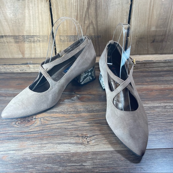 Daniela luxury brand brown gray with block heel womens shoes size 7 (38) - Picture 10 of 16